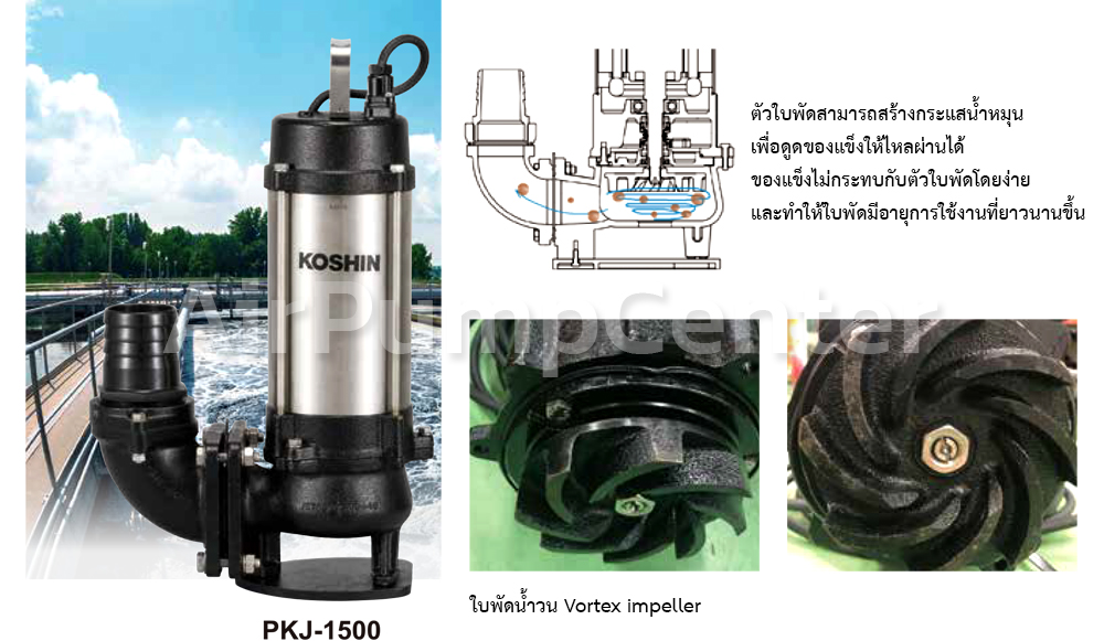 ปั๊มน้ำ, ปั้มน้ำ, Submersible Pump, ปั๊มแช่, ไดโว่, ปั๊มน้ำเสีย, ปั๊มน้ำดี , ปั๊มน้ำทะเล , KOSHIN , ปั๊มน้ำโคชิน ,PKJ-150, PKJ-250, PKJ-400, PKJ-750, PKJ-1500