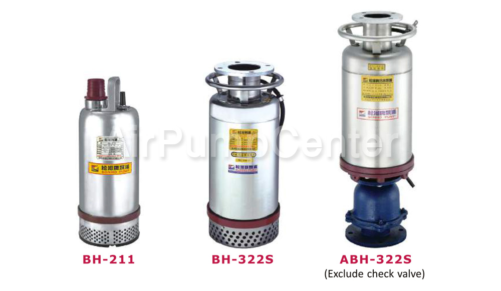 ปั๊มน้ำ, ปั้มน้ำ, Submersible Pump, ปั๊มแช่, ไดโว่, ปั๊มน้ำเสีย, Sonho, BH+S Series ,BH-211,  BH-322S, ABH-322S, BH-422S, ABH-422S, BH-437S, BH-455U, BH-475SA